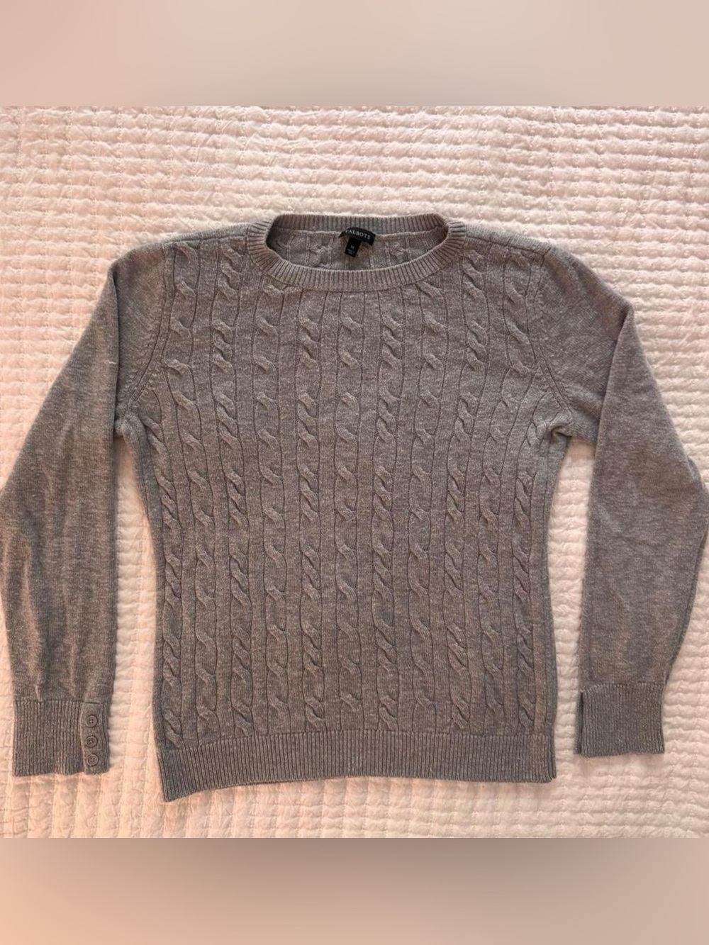 Talbots gray cable-knit crewneck sweater- Size M